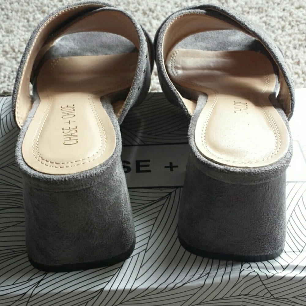 NWT grey faux suede studded mule sandals - Picture 6 of 8